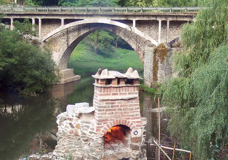 Vue depuis le moulin historique sur l’ancien viaduc